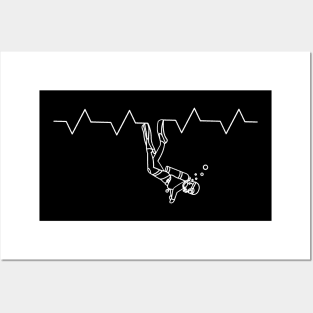 Scuba Diving Heartbeat Posters and Art